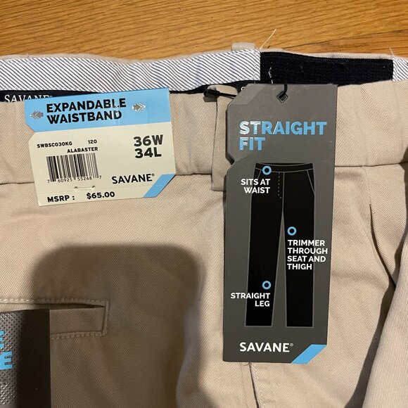 Savane NWT Men's Size 36x34 Ultimate Performance Chino Pants - Picture 4 of 5
